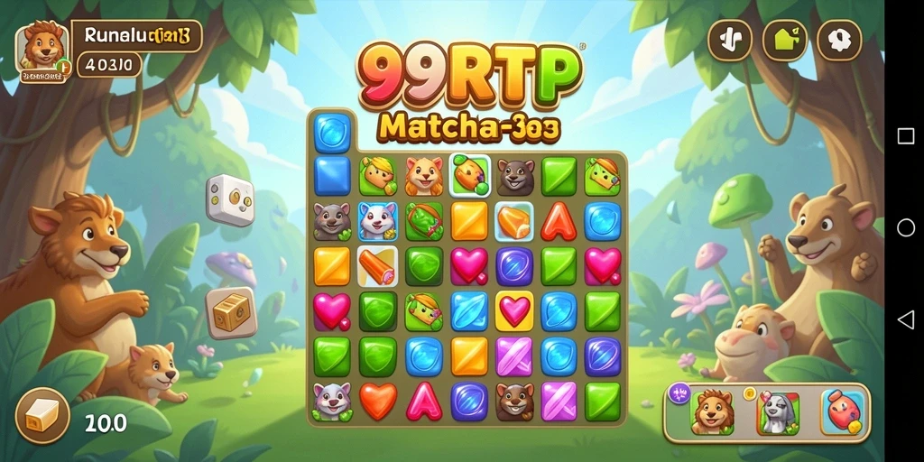 Tangkapan layar gameplay seru 99RTP yang menampilkan laga Match-3.