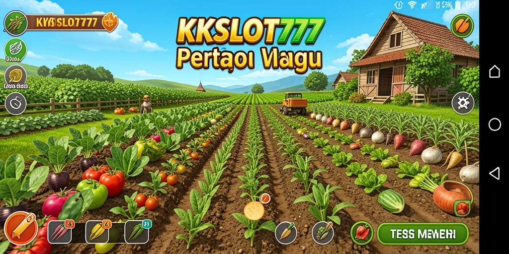 Tangkapan layar gameplay KKSLOT777 menampilkan ladang yang hijau dan subur.