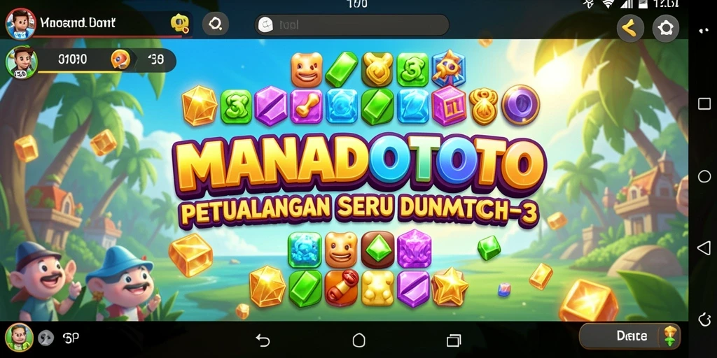 Tampilan gameplay seru MANADOTOTO dengan aksi mencocokkan elemen warna-warni.