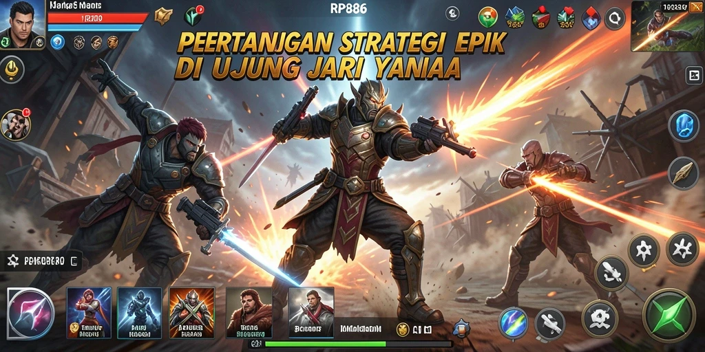 Screenshot gameplay RP886 menampilkan pertarungan strategi yang mendebarkan.