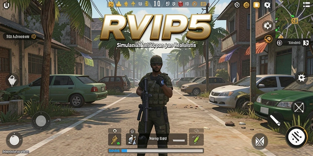 Screenshot gameplay RVIP5 menampilkan karakter dan lingkungan yang realistis.